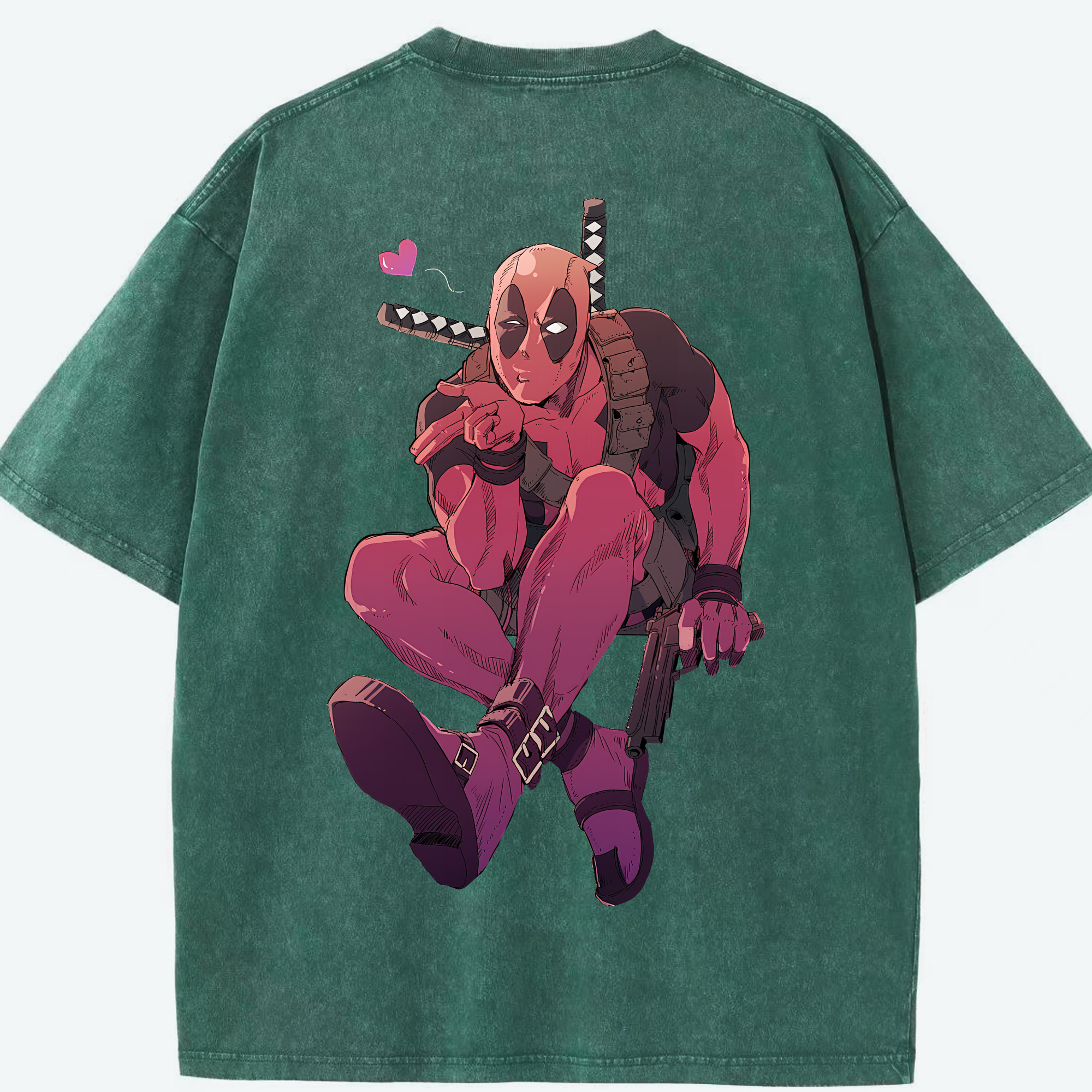 （画像用） Deadpool デッドプール 綿100% ヴィンテージ風 半袖Tシャツ（背面プリント）